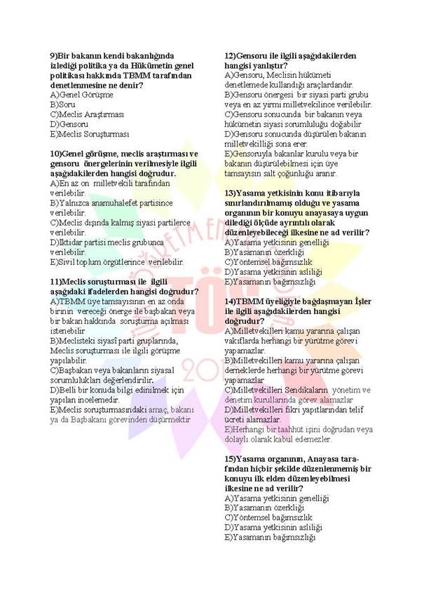 Müdür Yardımcılığı Sınavı Soru Bankası Anayasa 2 2