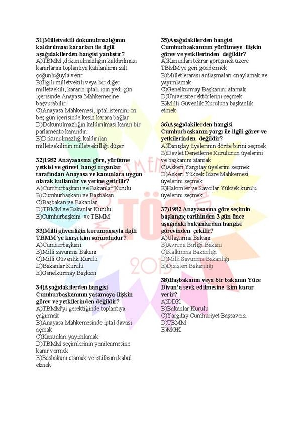 Müdür Yardımcılığı Sınavı Soru Bankası Anayasa 2 5