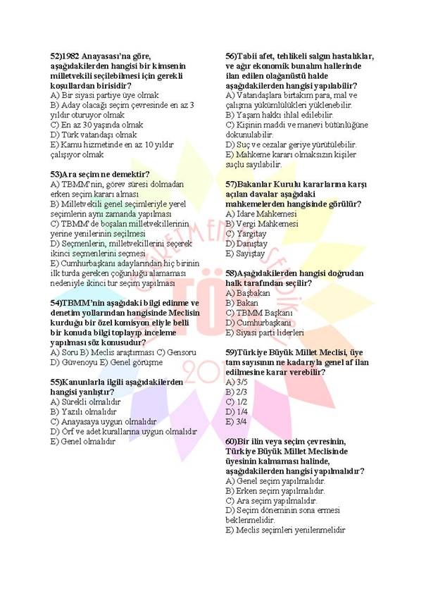 Müdür Yardımcılığı Sınavı Soru Bankası Anayasa 2 8