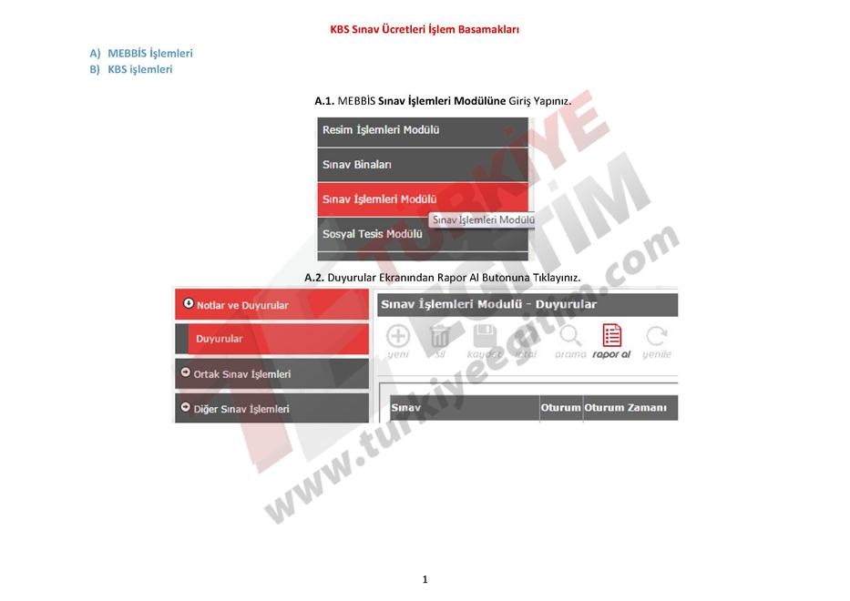 KBS Sınav Ücretleri İşlem Basamakları 1