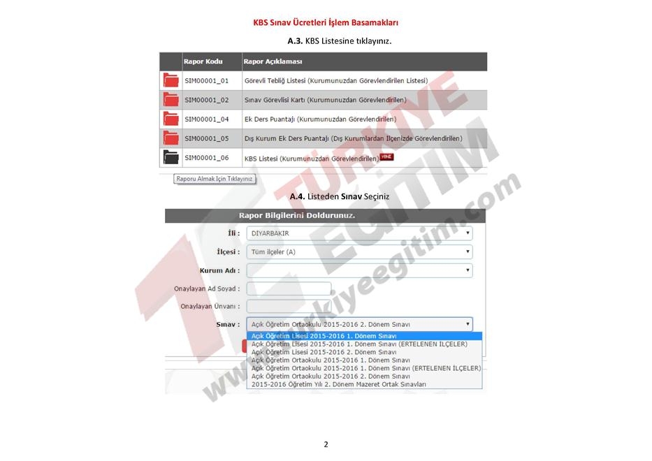 KBS Sınav Ücretleri İşlem Basamakları 2