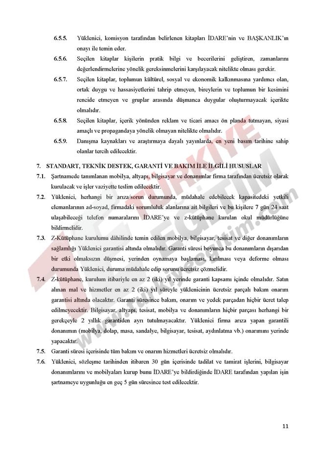 Z Kütüphane Teknik Şartname 12