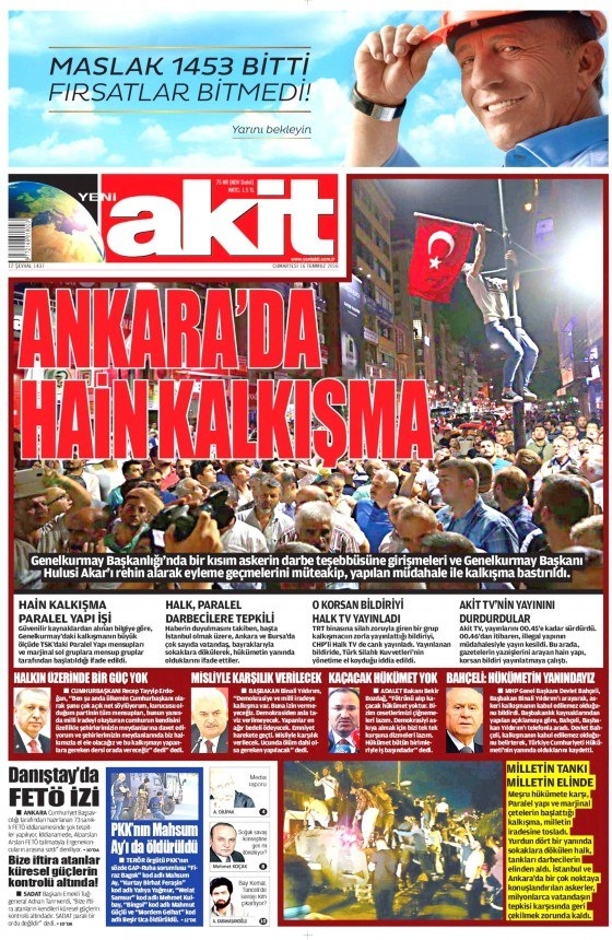 16 Temmuz 2016 gazete manşetleri 20