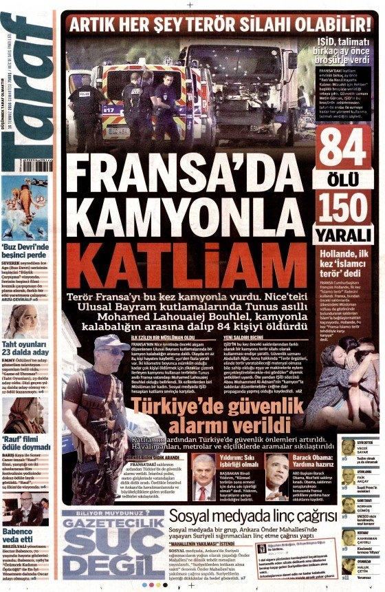 16 Temmuz 2016 gazete manşetleri 22