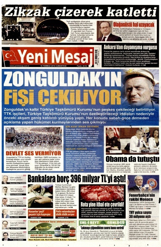16 Temmuz 2016 gazete manşetleri 23