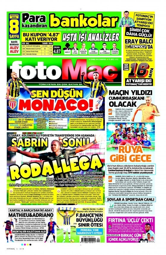 16 Temmuz 2016 gazete manşetleri 26