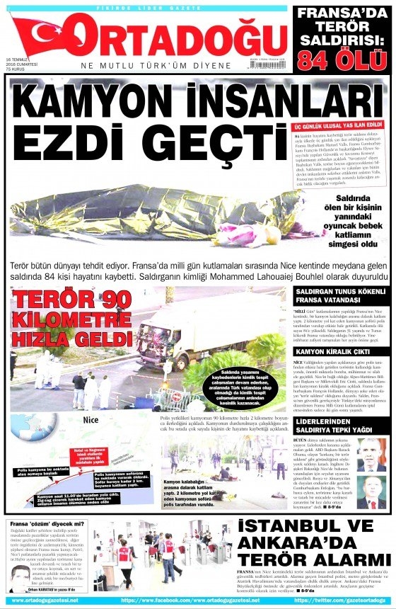 16 Temmuz 2016 gazete manşetleri 30