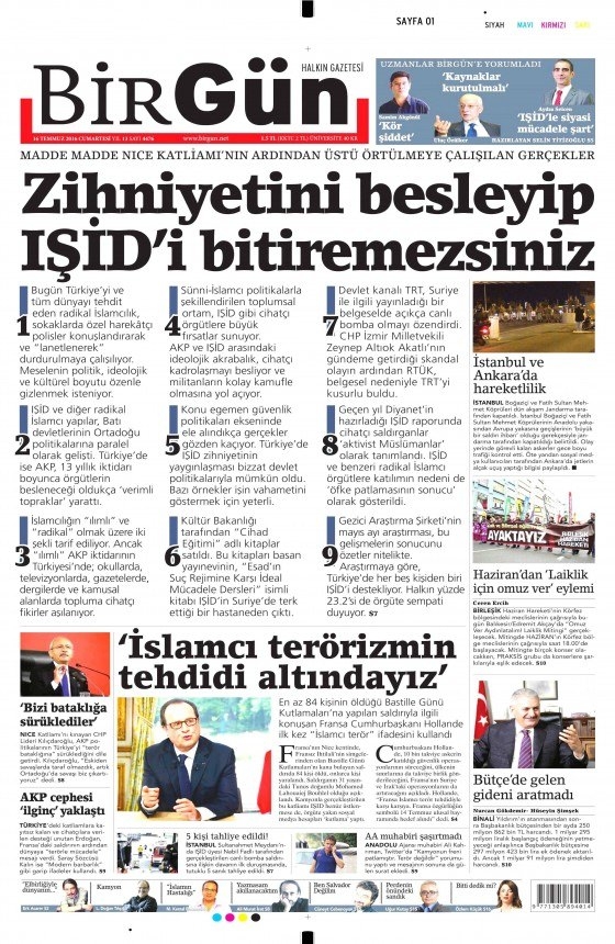 16 Temmuz 2016 gazete manşetleri 32