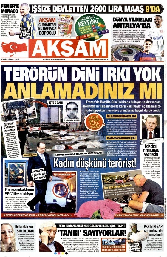 16 Temmuz 2016 gazete manşetleri 33