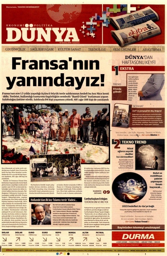16 Temmuz 2016 gazete manşetleri 34