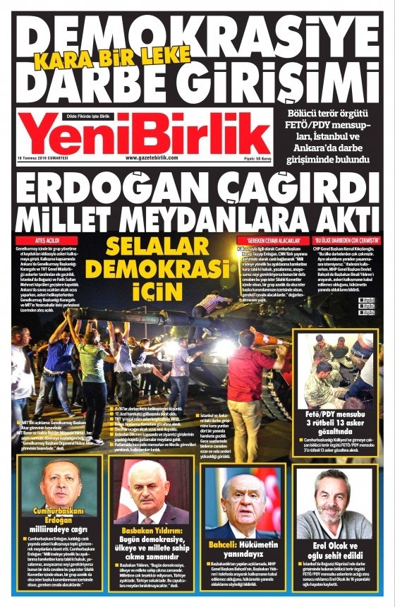 16 Temmuz 2016 gazete manşetleri 5