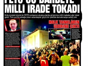 16 Temmuz 2016 gazete manşetleri