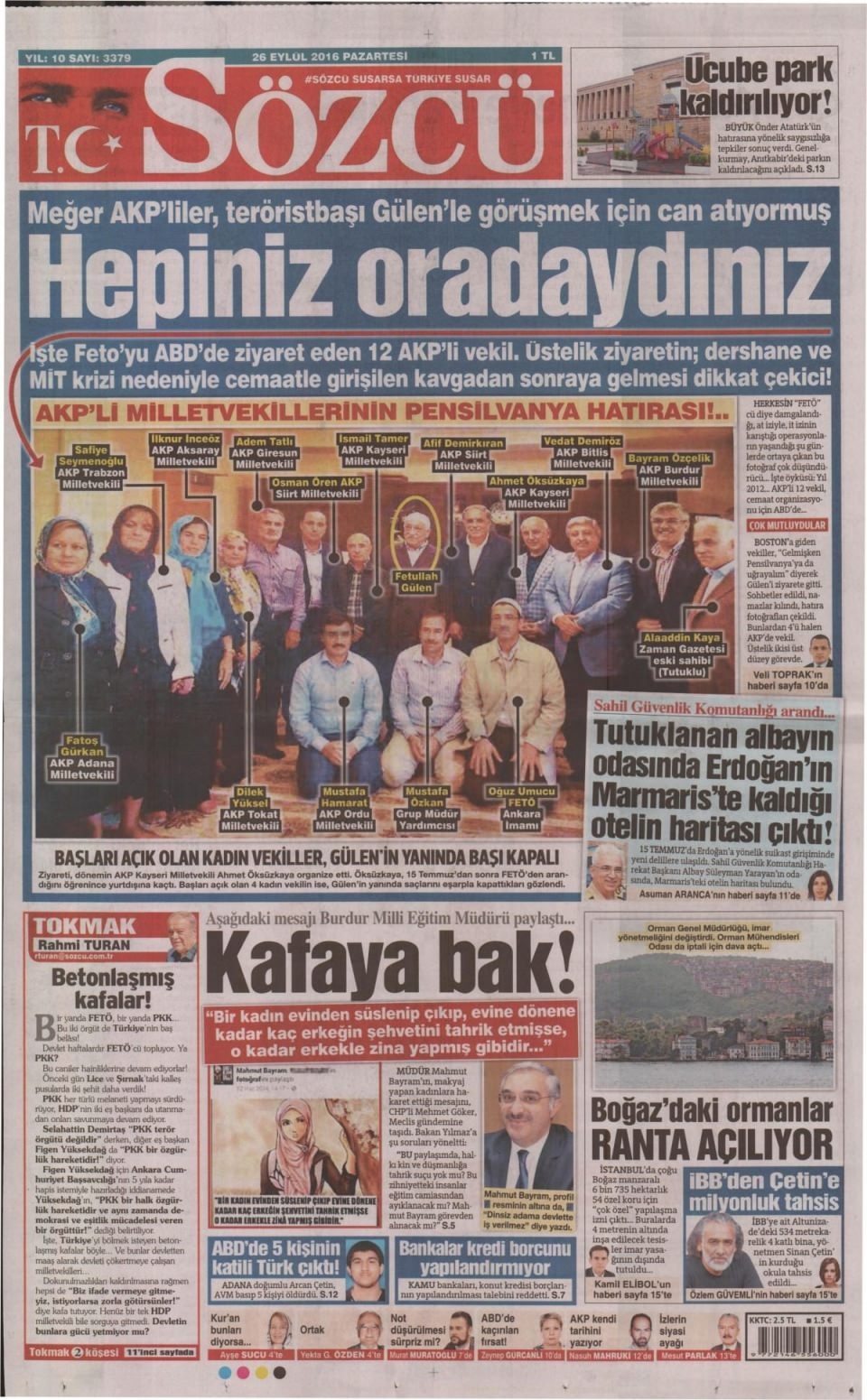 26 Eylül Pazartesi gazete manşetleri 11