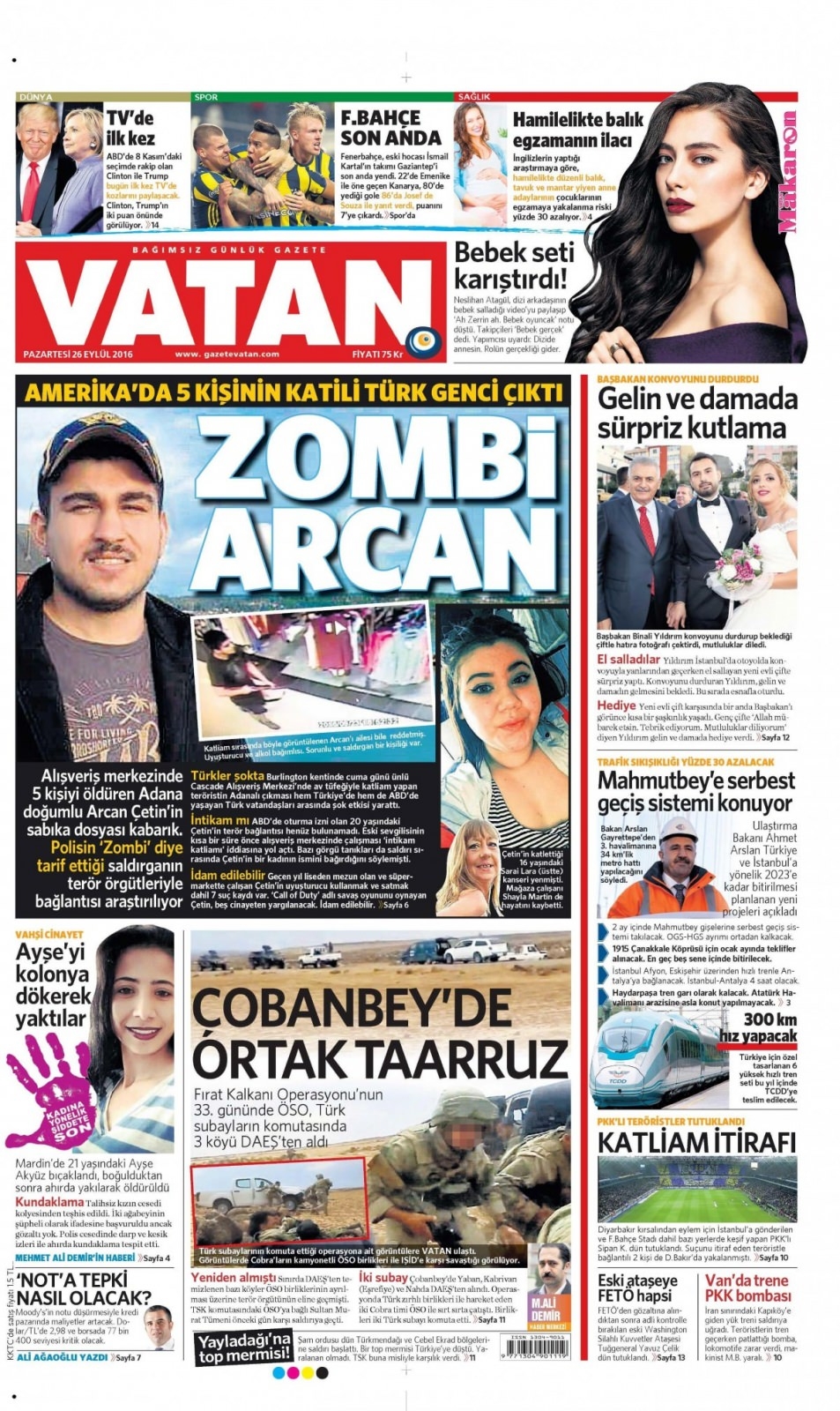 26 Eylül Pazartesi gazete manşetleri 12