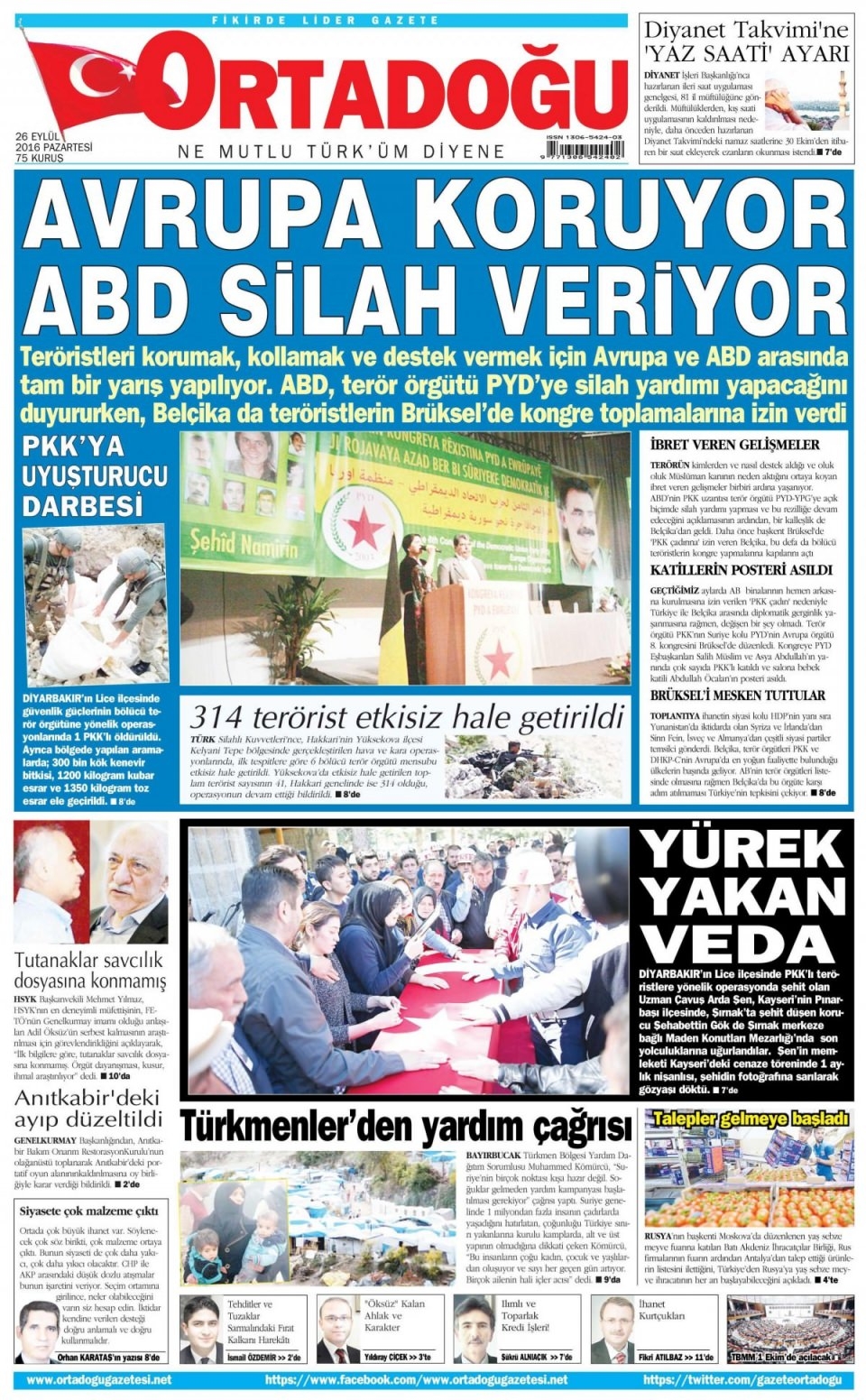 26 Eylül Pazartesi gazete manşetleri 15