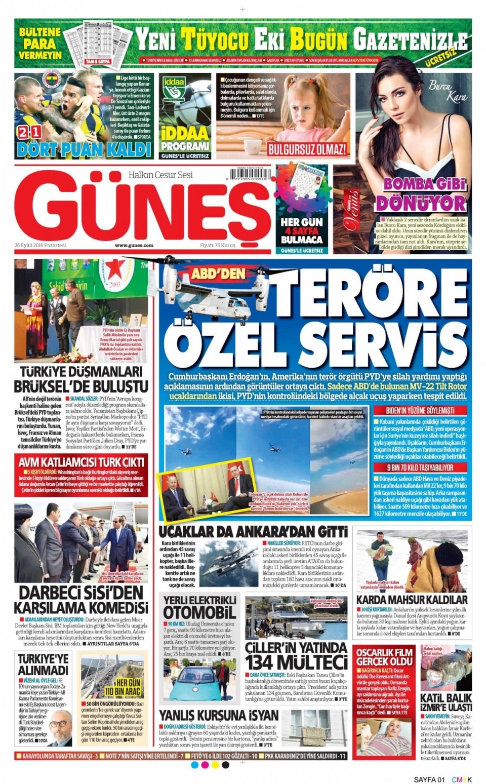 26 Eylül Pazartesi gazete manşetleri 16