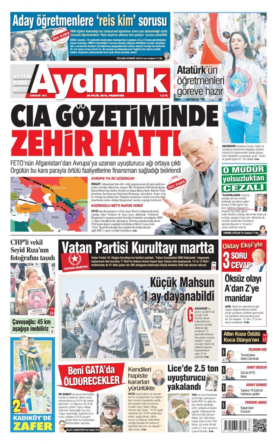 26 Eylül Pazartesi gazete manşetleri 17