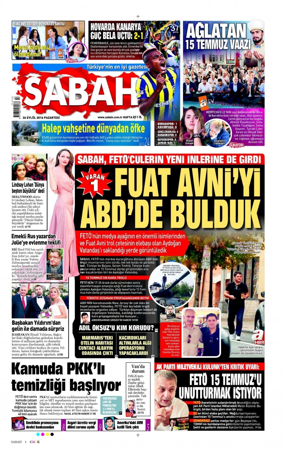 26 Eylül Pazartesi gazete manşetleri 3