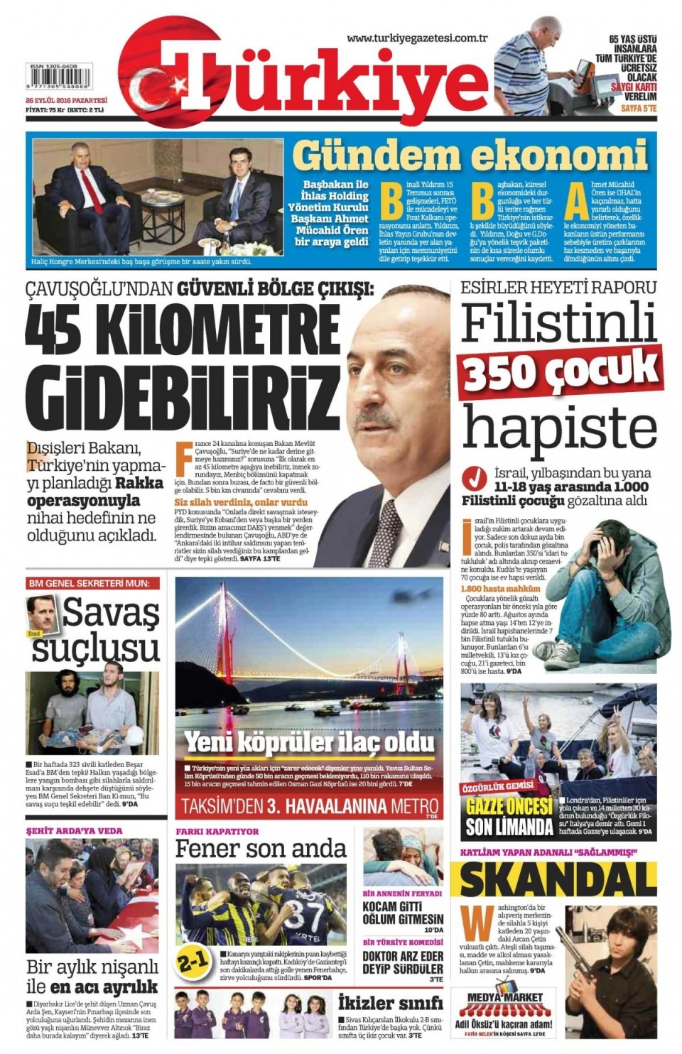 26 Eylül Pazartesi gazete manşetleri 5