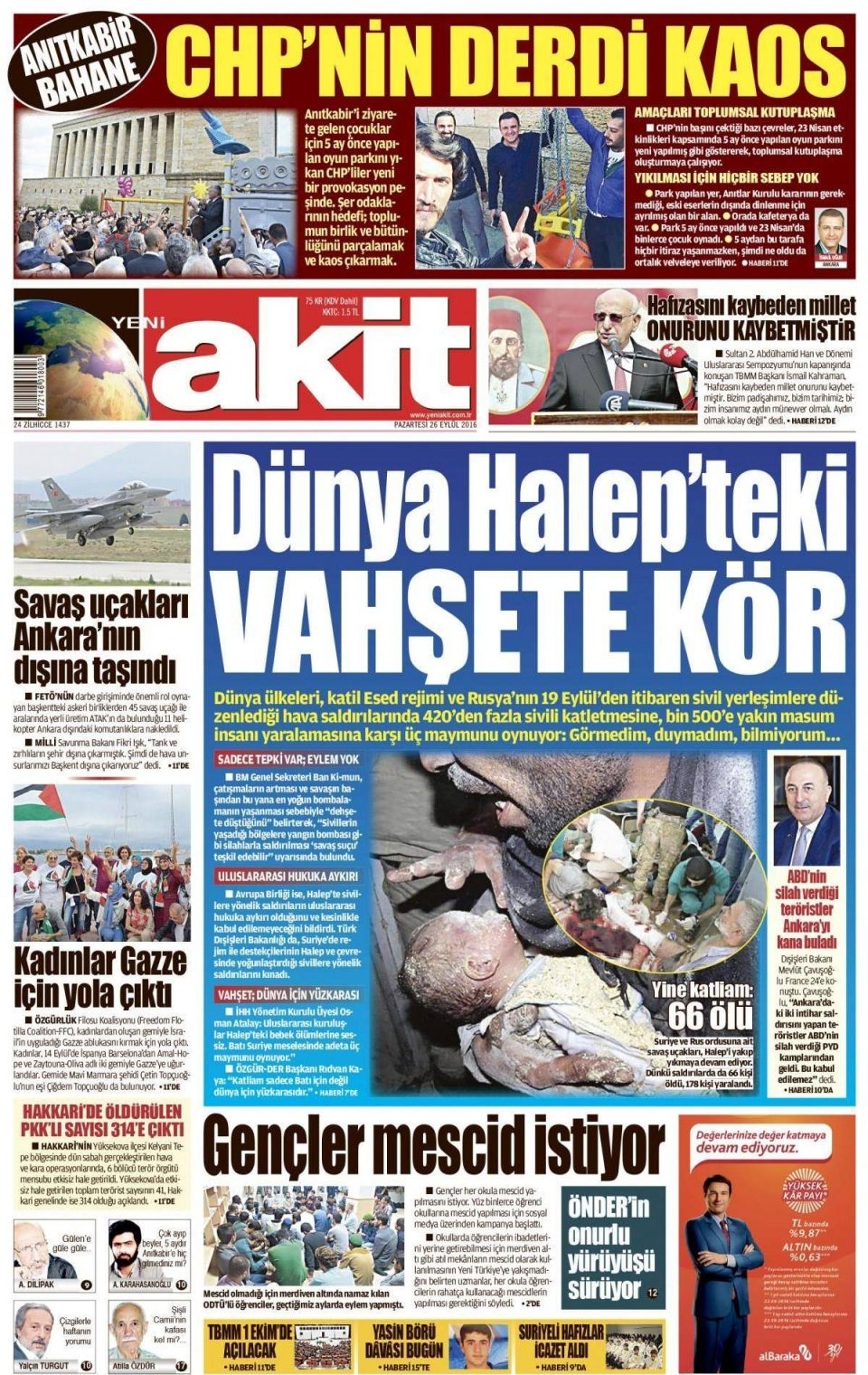 26 Eylül Pazartesi gazete manşetleri 6