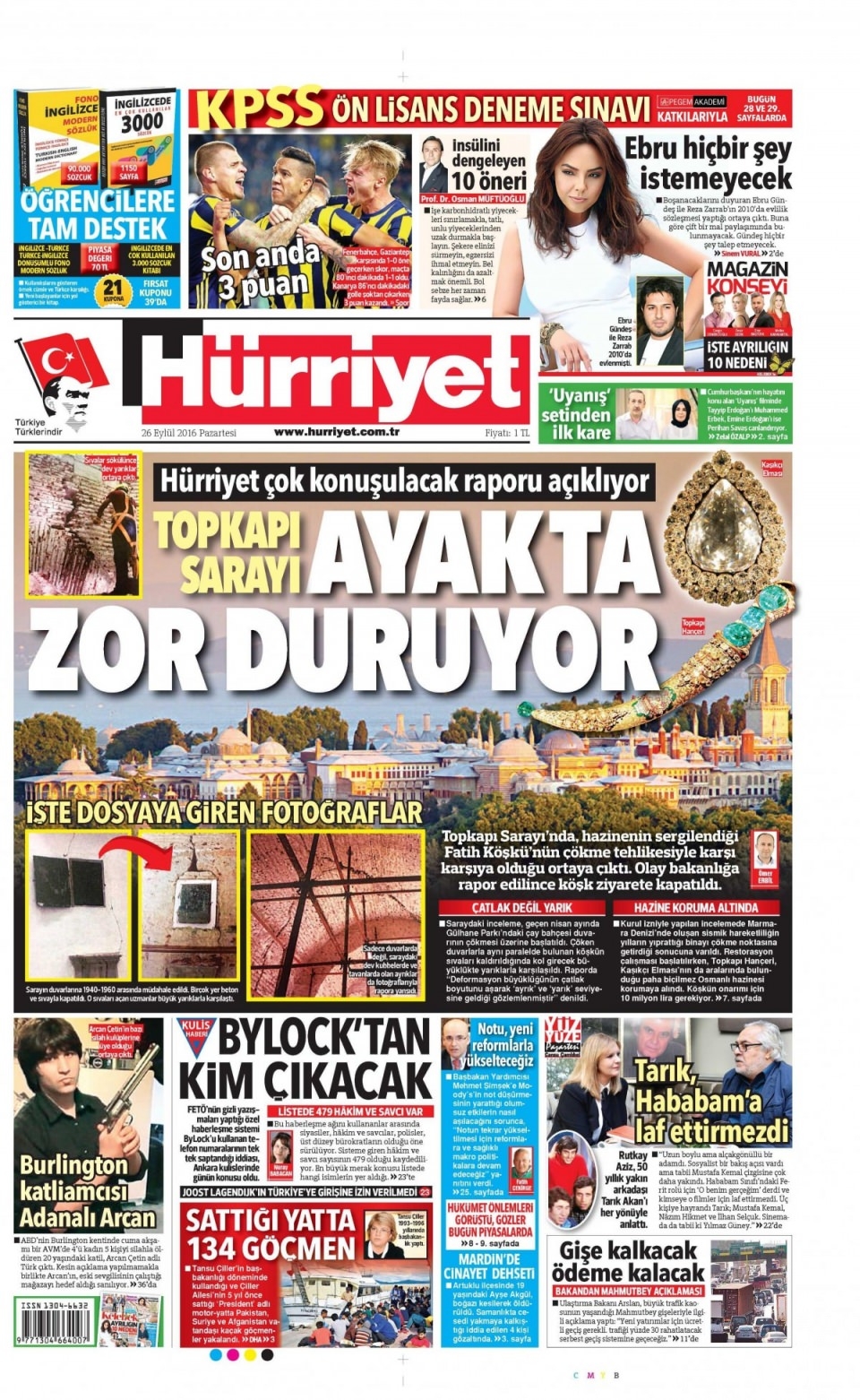 26 Eylül Pazartesi gazete manşetleri 7