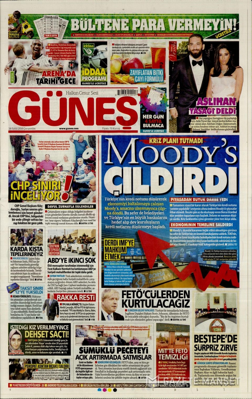 28 Eylül Çarşamba gazete manşetleri 12