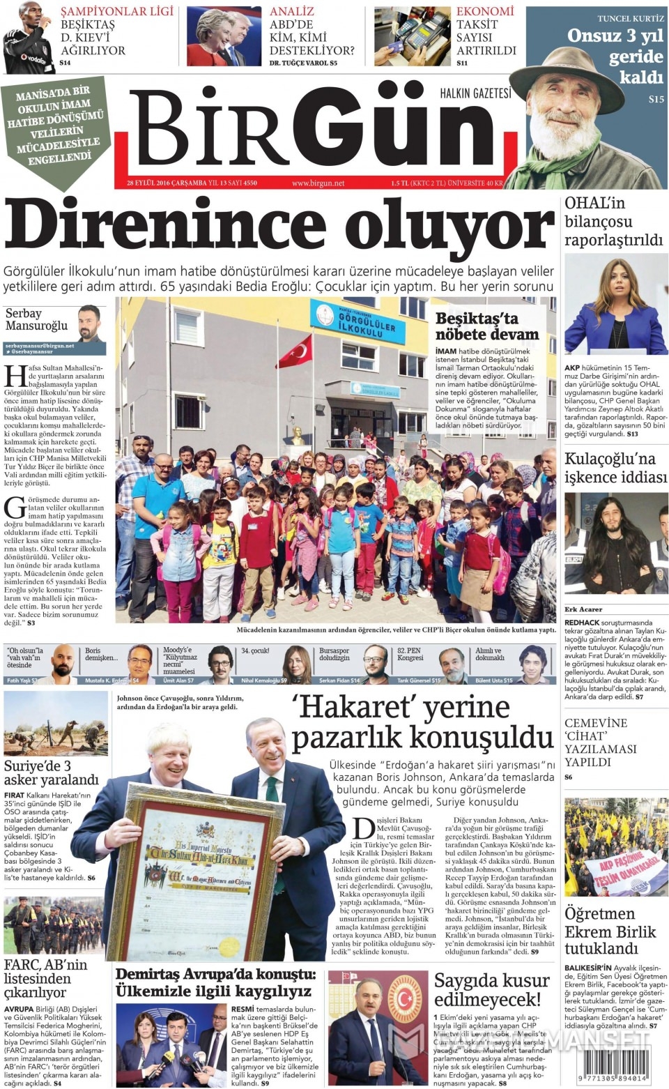 28 Eylül Çarşamba gazete manşetleri 15