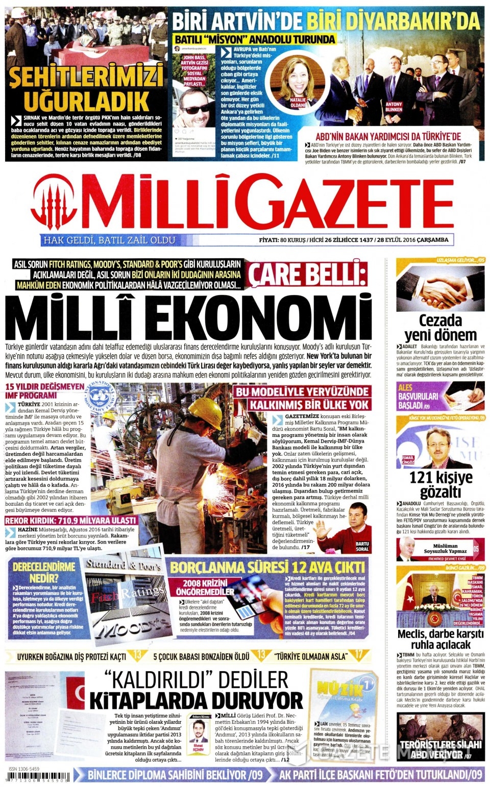 28 Eylül Çarşamba gazete manşetleri 18