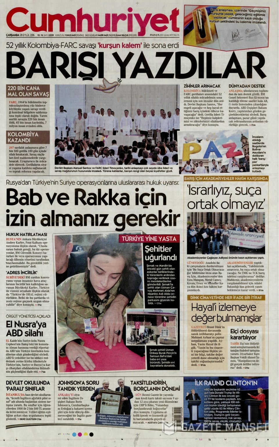 28 Eylül Çarşamba gazete manşetleri 19