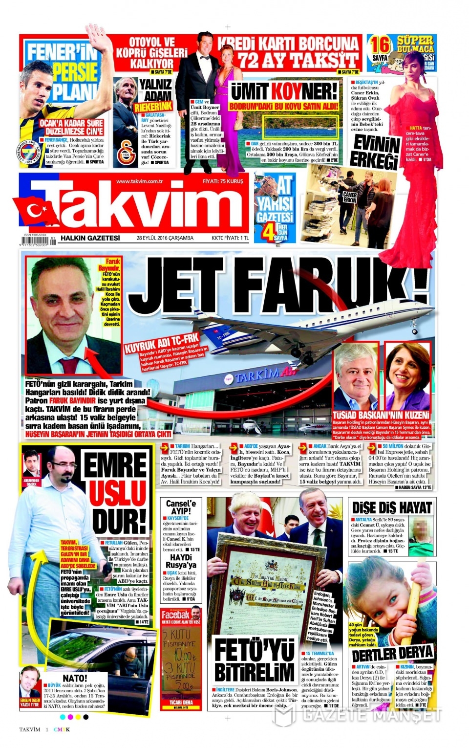 28 Eylül Çarşamba gazete manşetleri 20