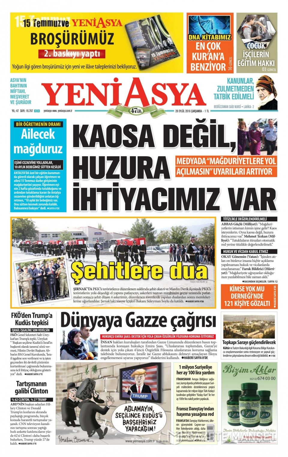 28 Eylül Çarşamba gazete manşetleri 23