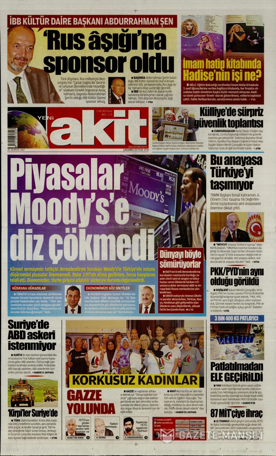 28 Eylül Çarşamba gazete manşetleri 5