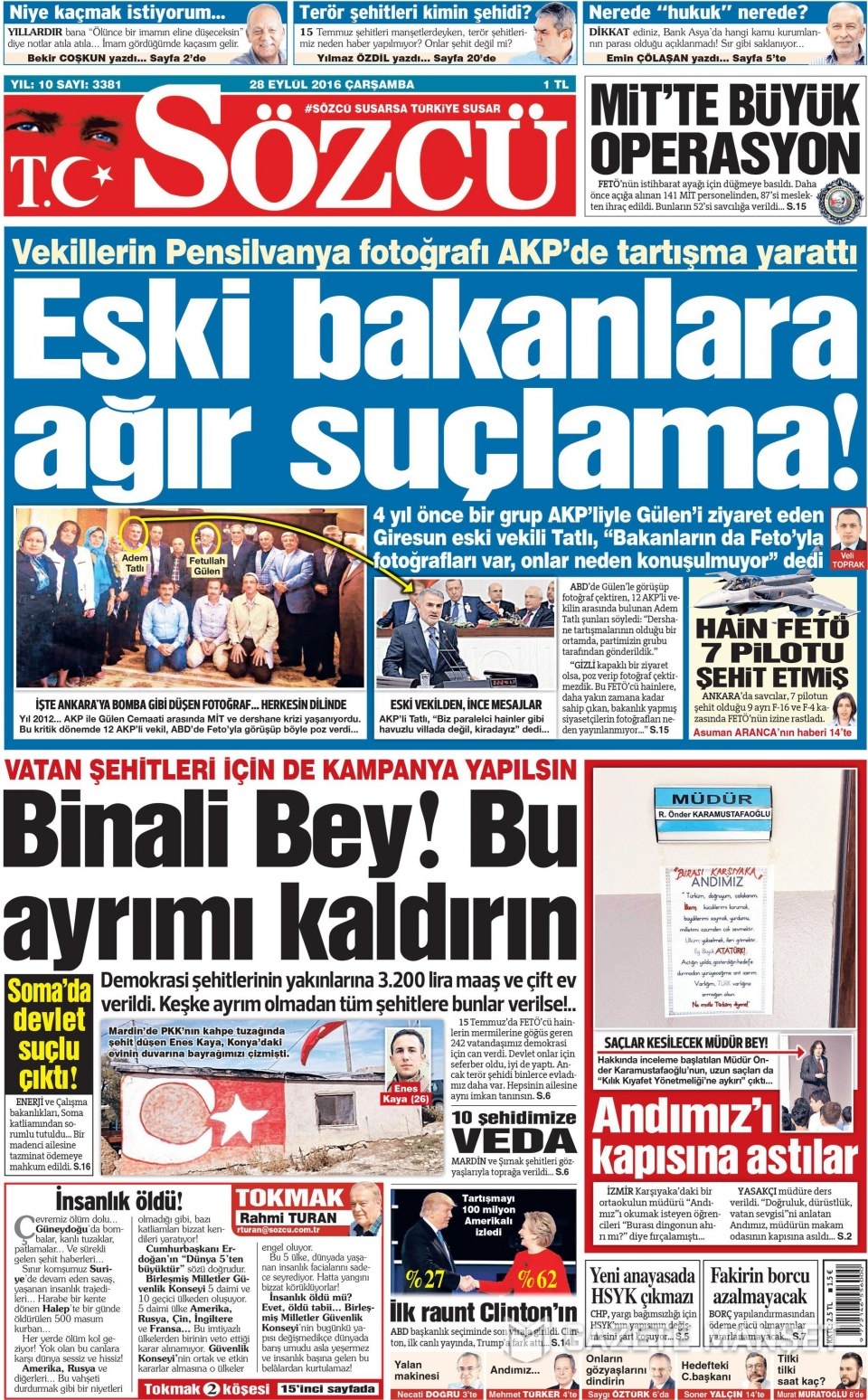 28 Eylül Çarşamba gazete manşetleri 6