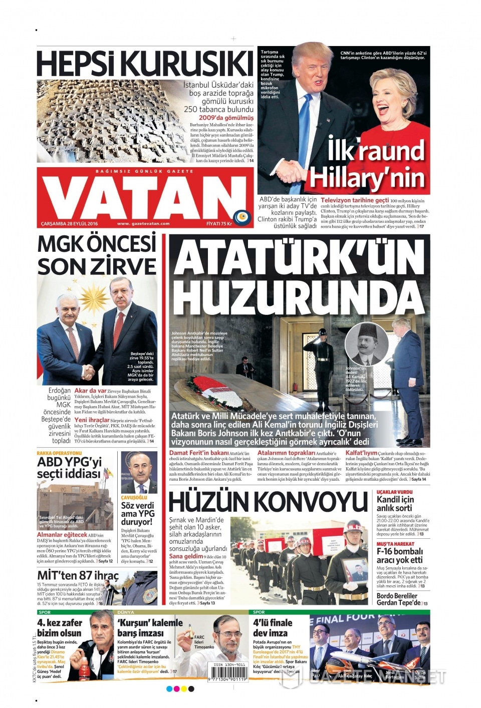 28 Eylül Çarşamba gazete manşetleri 8