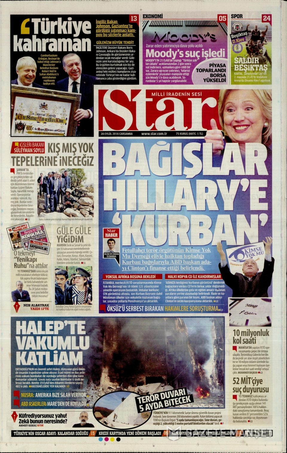 28 Eylül Çarşamba gazete manşetleri 9