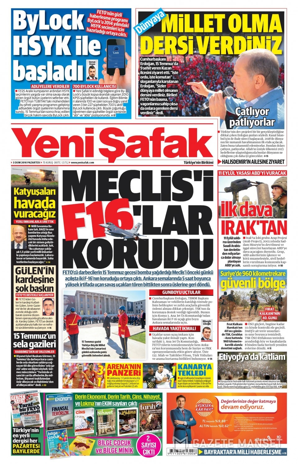 3 Ekim Pazartesi gazete manşetleri 1