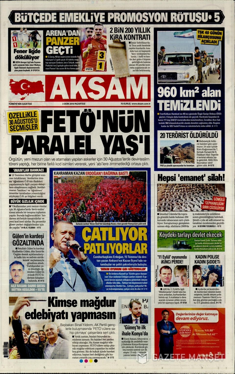 3 Ekim Pazartesi gazete manşetleri 15