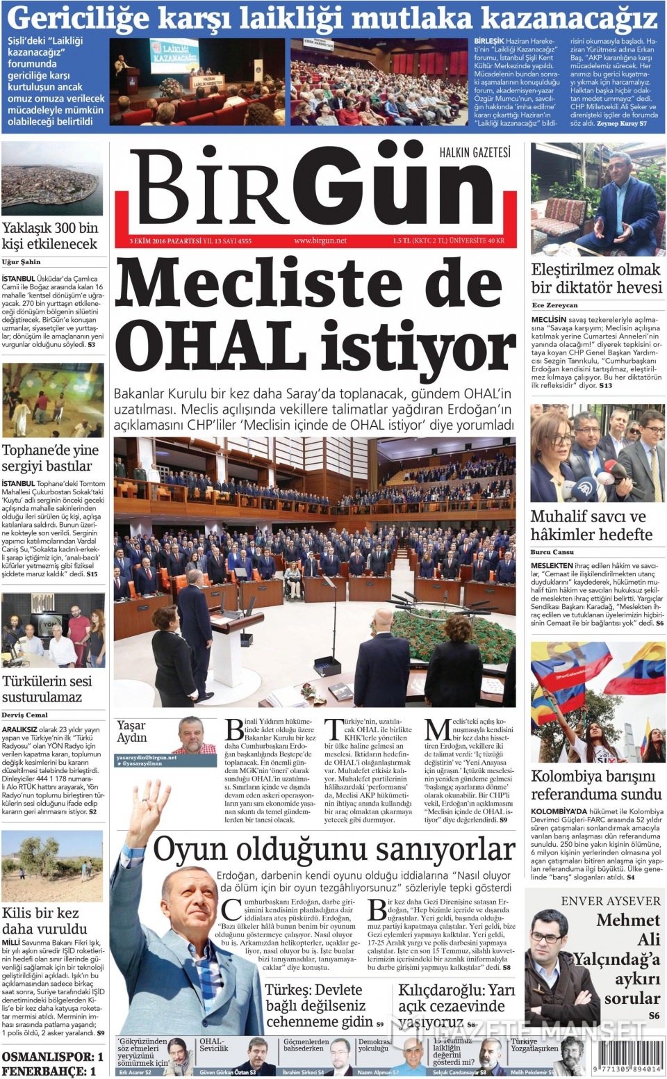 3 Ekim Pazartesi gazete manşetleri 17