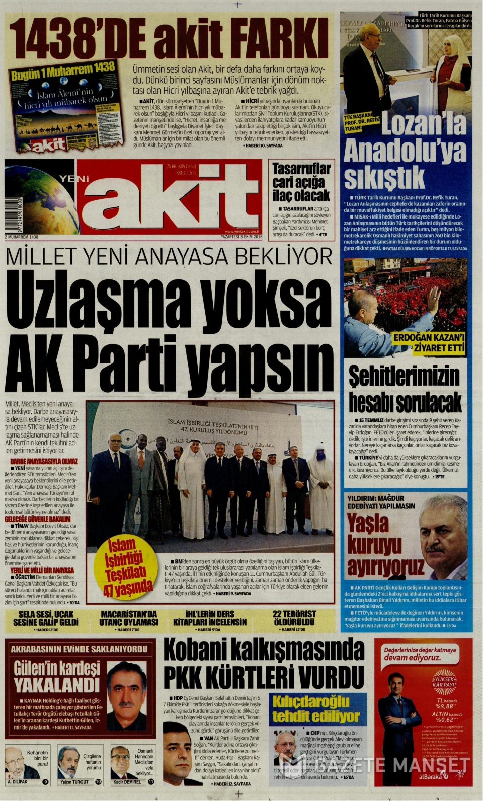 3 Ekim Pazartesi gazete manşetleri 18