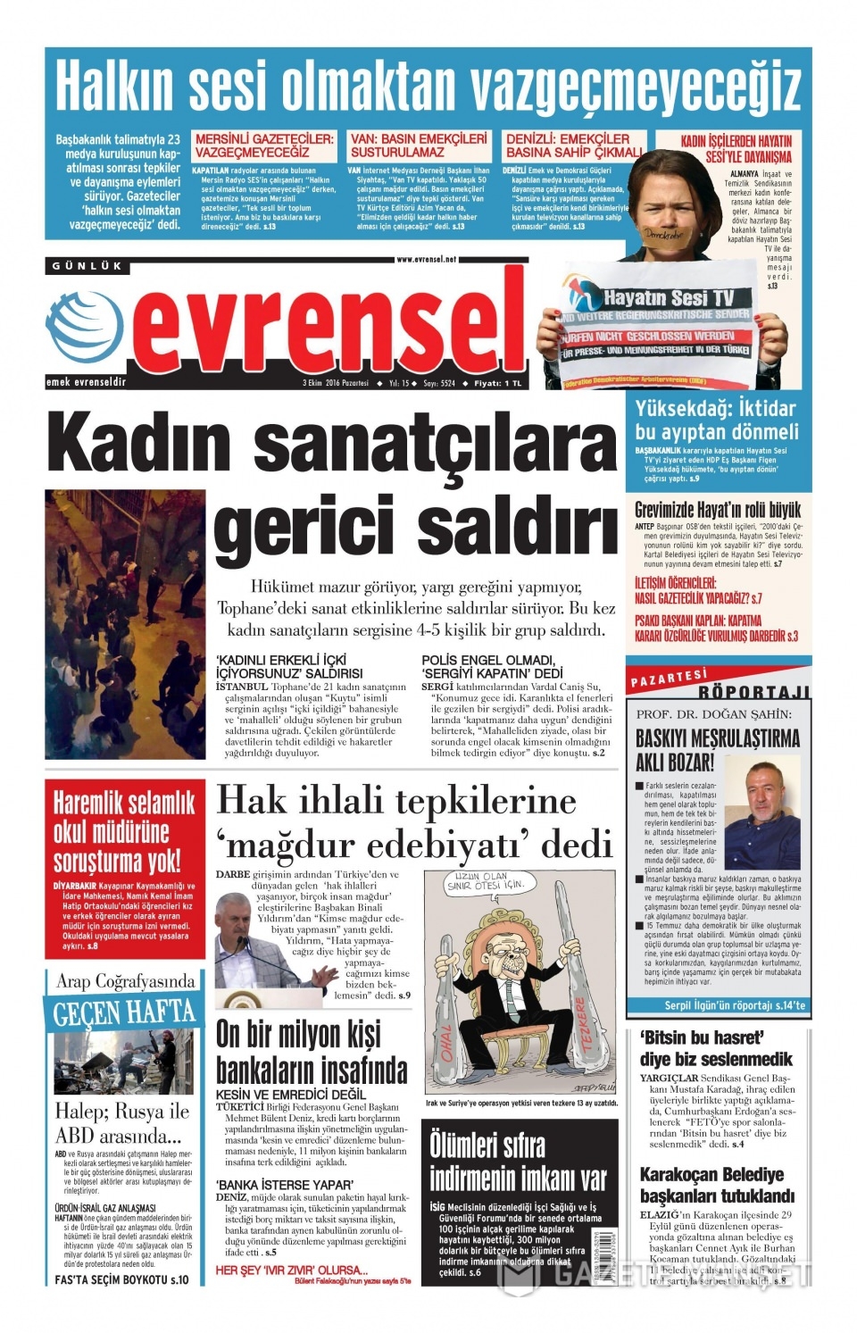 3 Ekim Pazartesi gazete manşetleri 19