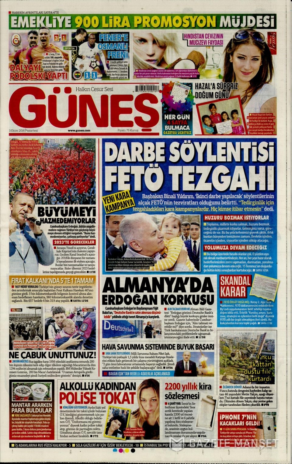 3 Ekim Pazartesi gazete manşetleri 9