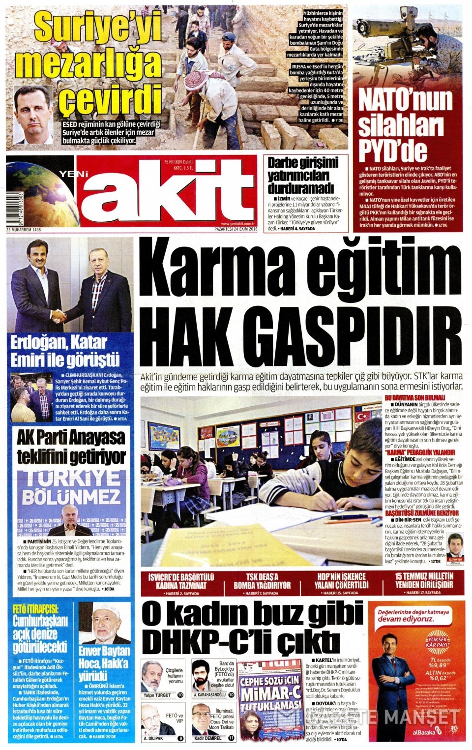 24 Ekim Pazartesi gazete manşetleri 11