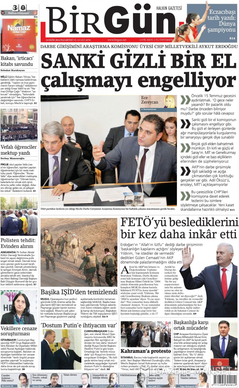 24 Ekim Pazartesi gazete manşetleri 15