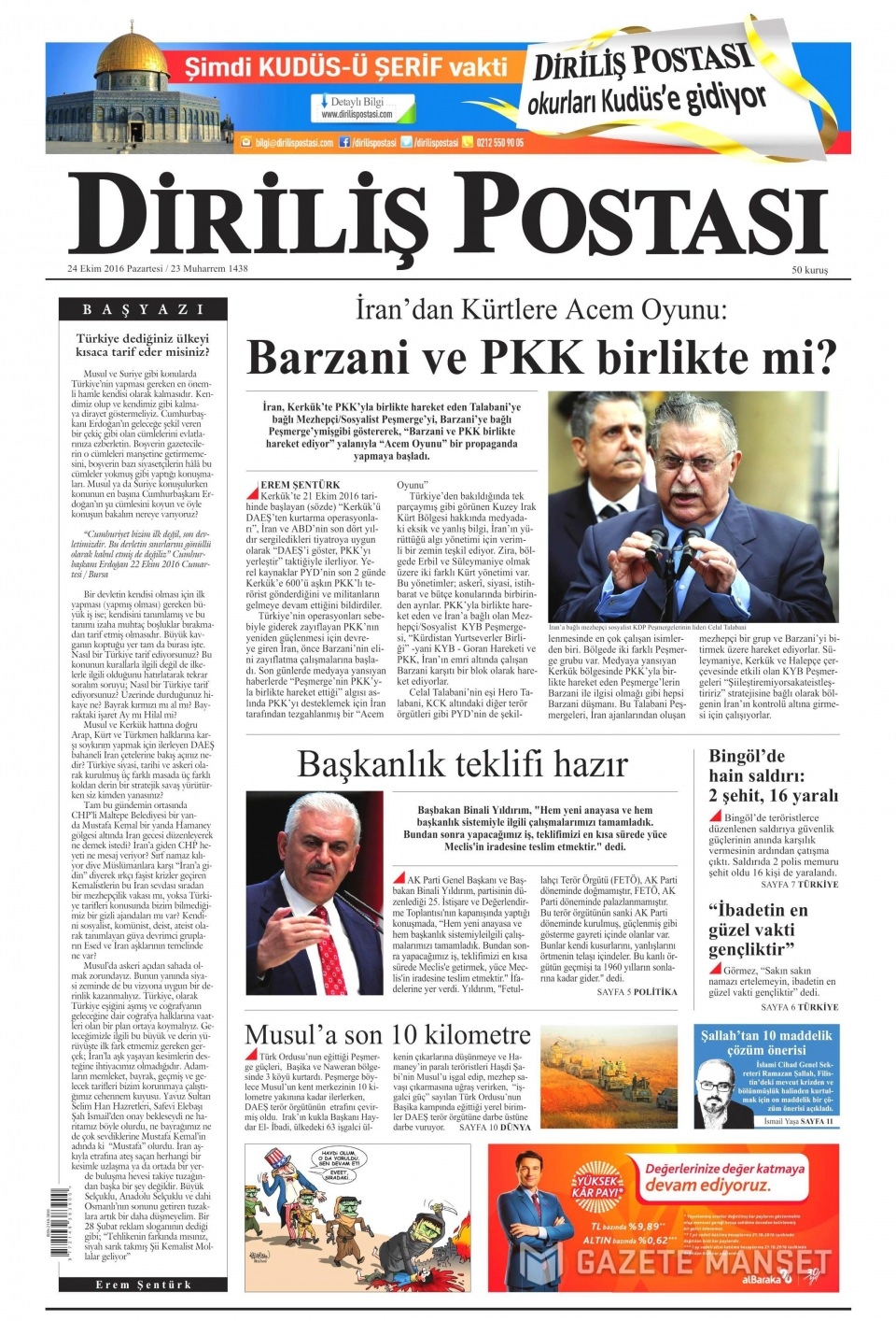 24 Ekim Pazartesi gazete manşetleri 20