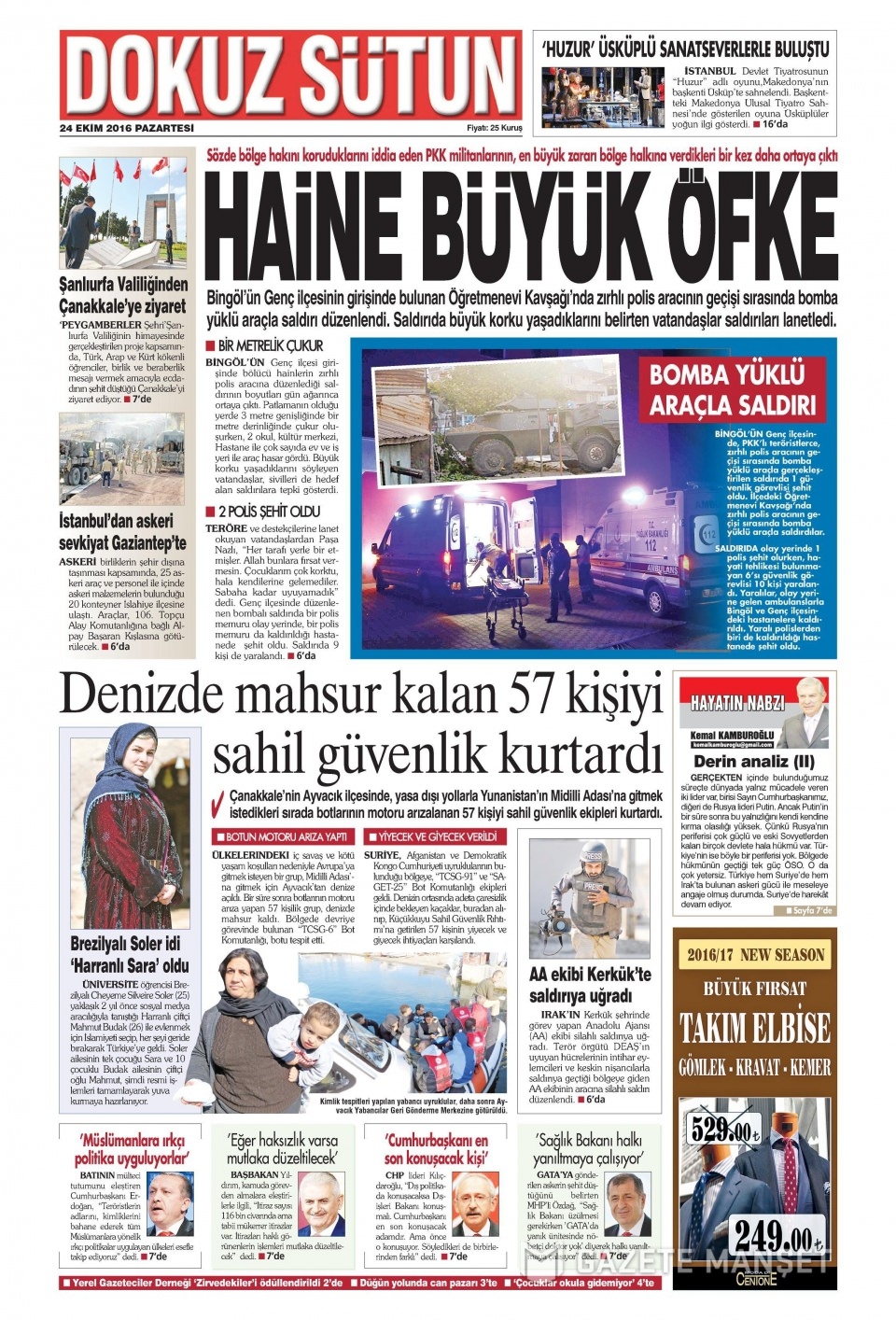 24 Ekim Pazartesi gazete manşetleri 21