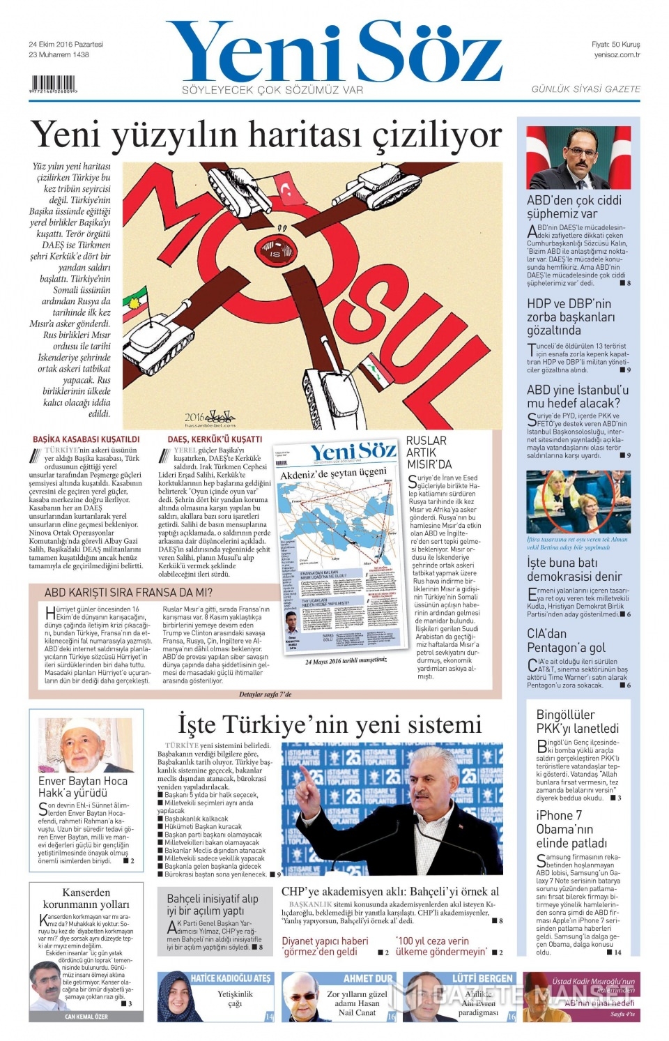 24 Ekim Pazartesi gazete manşetleri 25