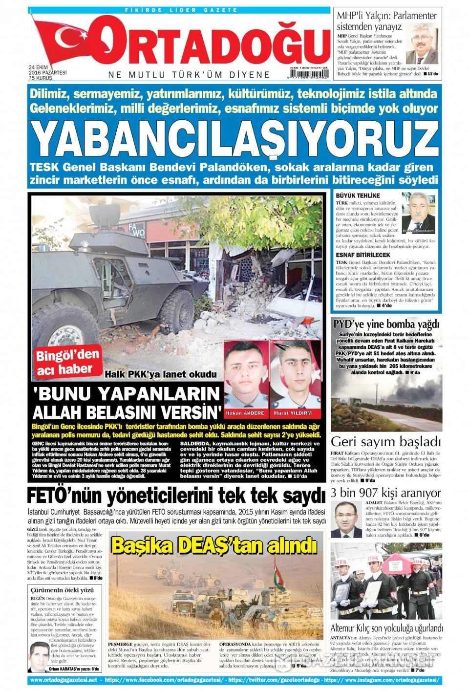 24 Ekim Pazartesi gazete manşetleri 27