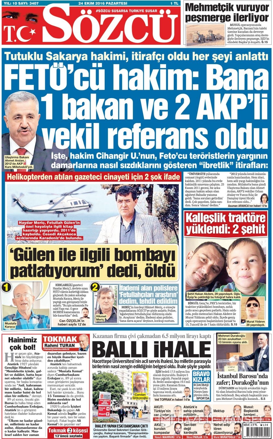 24 Ekim Pazartesi gazete manşetleri 6