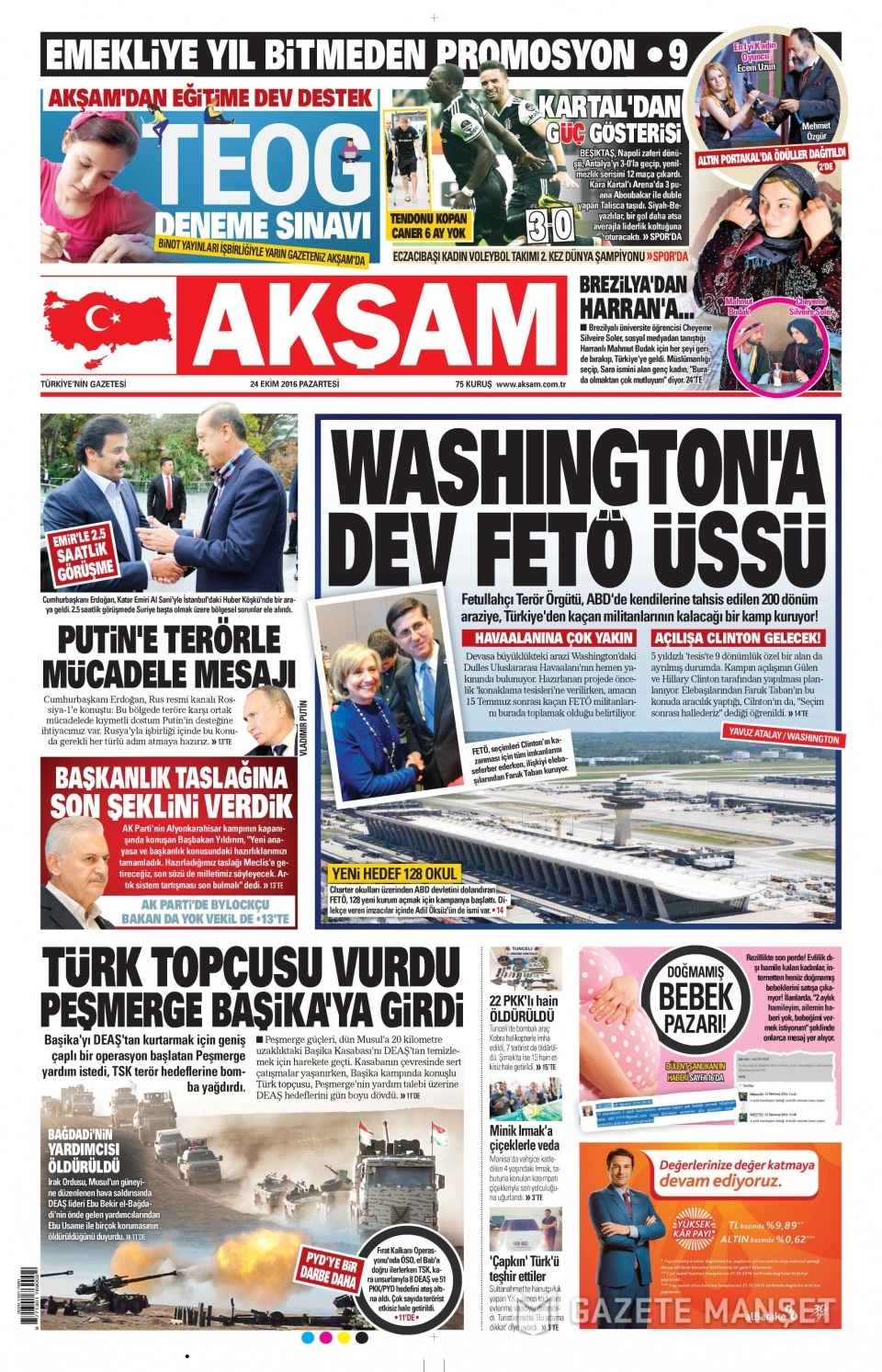 24 Ekim Pazartesi gazete manşetleri 8