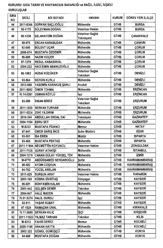 İşte kamuda ihraç edilenlerin ve göreve iade edilenlerin tam listesi 116